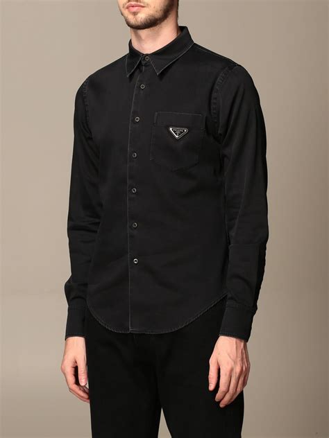 prada button down mens|Prada shirt black cettire.